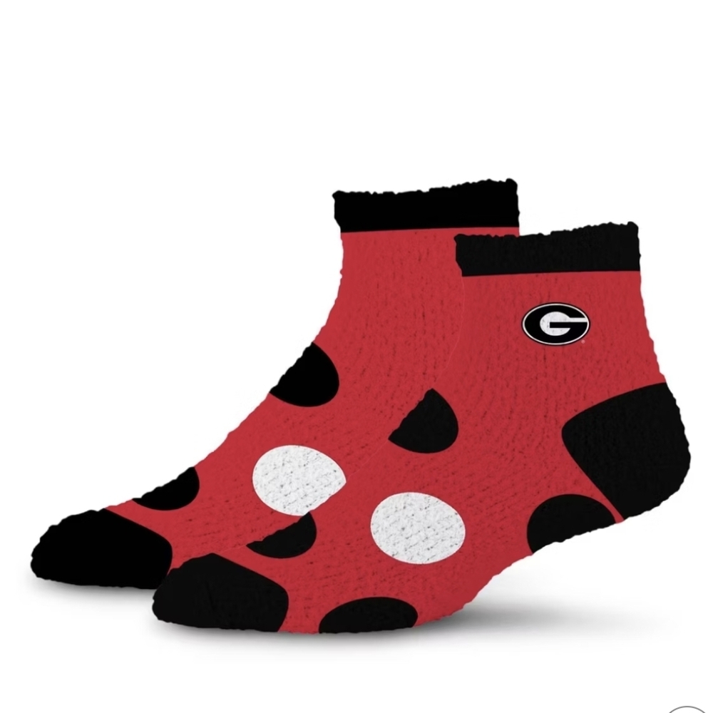 NCAA Georgia Bulldogs Big Dot Fuzzy Ankle Socks- NWT
